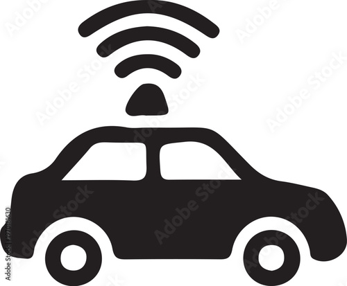 Self driving autonomous car radar solid icon