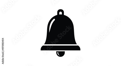 A stark black silhouette of a classic bell shape dominates the image creating a simple elegant silhouette