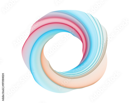 Colorful abstract gradient twisted ring on transparent background vector shape
