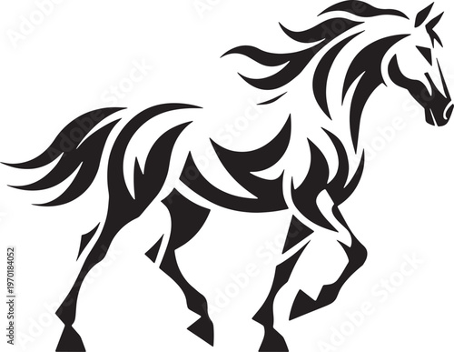 Cute and beauty full design horse illustration on white bakground