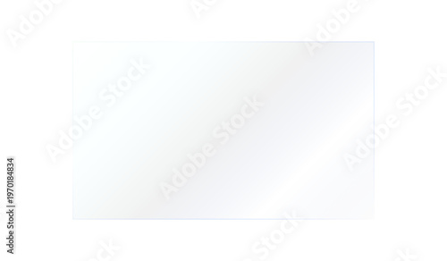 Realistic transparent glossy glass panel with light glare and reflective surface. Clear shiny plastic sheet overlay for product mockup, poster, flyer, and design. PNG