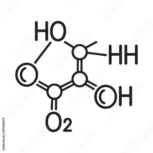 Structural formula of ascorbic acid commonly known as vitamin c
