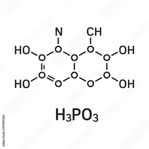 Molecular structure of phytic acid with labeled atoms and chemical formula