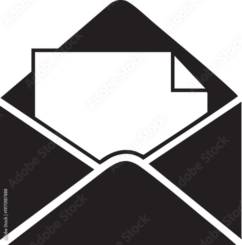 Email, envelope, letter, icon, black, white, vector graphics