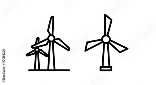 Wind turbines on land icons with wind power with wind farm with eco friendly with alternative energy with renewable energy with climate change