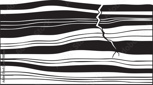 Black and white striped pattern, cracked texture, abstract background, monochrome design