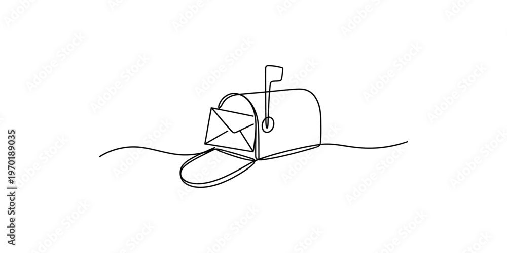 Obraz premium Minimalist line drawing of a mailbox with an envelope inside