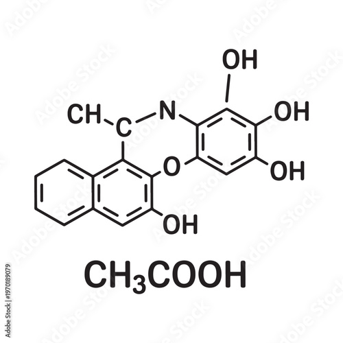 Chemical structure of dopamine a neurotransmitter illustrated in black and white