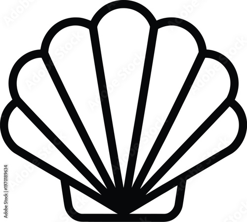 Sea shell icon black vector silhouette for marine life ocean beach vacation theme isolated on white background graphic design element