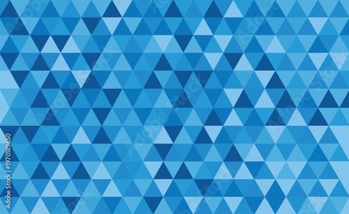 Geometric triangle tessellation, blue mosaic pattern, abstract decorative design, modern vector artwork, symmetrical background motif, seamless repeating illustration