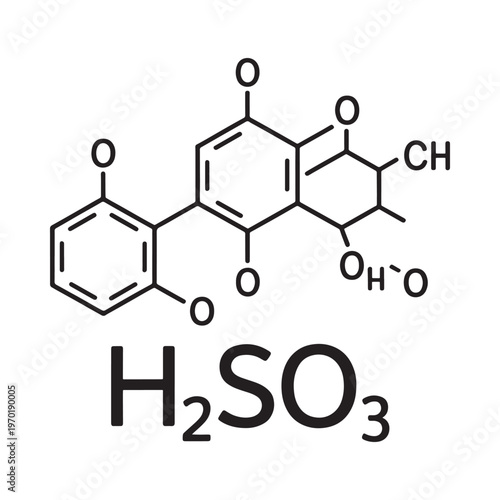 Chemical structure of hesperidin with a sulfuric acid molecule nearby