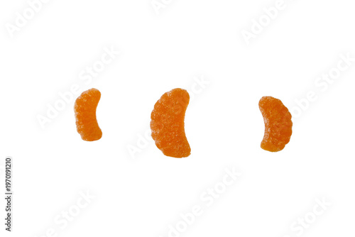 Fotografie Orange Candy Slices Isolated on White Background
