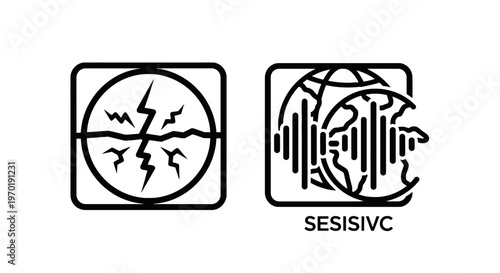 Electrical surge and sound wave global icons