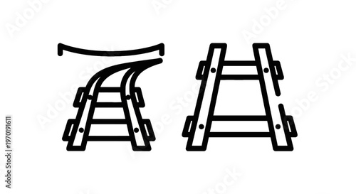 Railway track line icons showcasing two different perspectives of train rails representing transportation infrastructure logistics and travel network systems