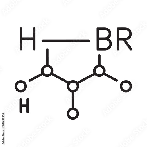 Structural formula depicting hydrobromic acid a strong acid compound