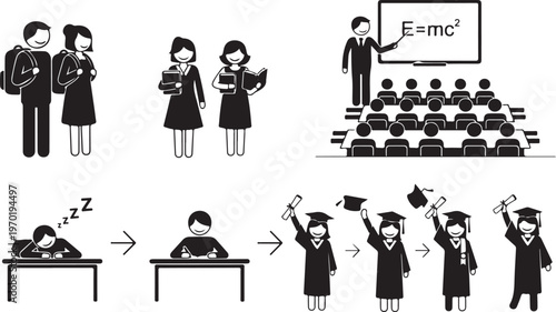Educational Journey: This image captures the essence of a student's scholastic voyage, from early days to graduation, depicting the stages of learning and achievement.