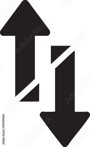 Up, down arrows, black icons, direction symbols, vector graphics