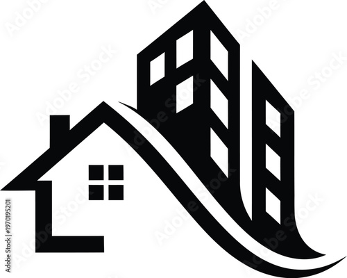 Property Branding Concept with Home and Tower Structure