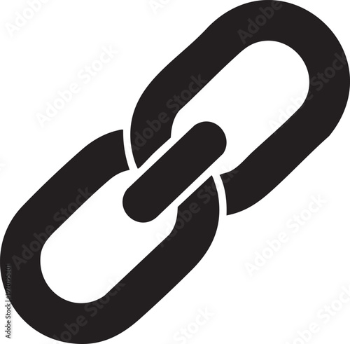 Chain link icon, chain symbol, link sign, connection icon, black chain