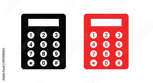 Two calculators one black and one red shown as a silhouette