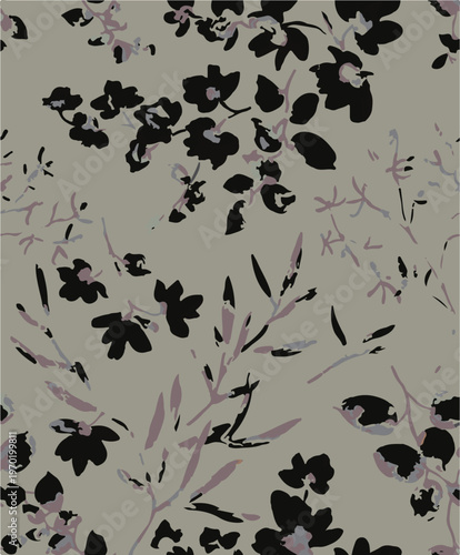 Big flowers pattern, upscale floral pattern. graphical textures floral, trendy colors pattern , flowers background with leaves. vector illustration.