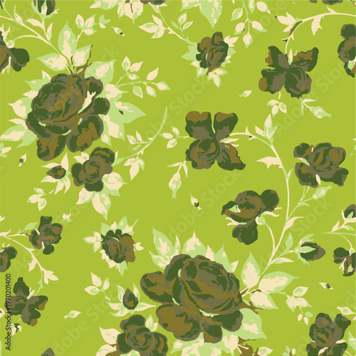 Big flowers pattern, upscale floral pattern. graphical textures floral, trendy colors pattern , flowers background with leaves. vector illustration.