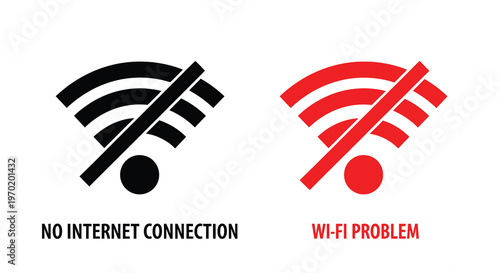 No internet connection and wifi problem signs a stark silhouette