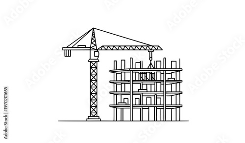 Construction site crane line icon vector outline illustration