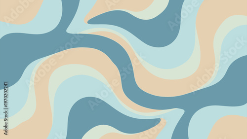 Abstract Wavy Background with Muted Earth Tones - Fluid Groovy Pattern Vector