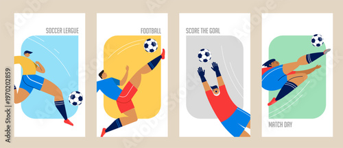  Abstract soccer player figures for World Championship 2026. Football competition vertical sport posters and flyers design collection.