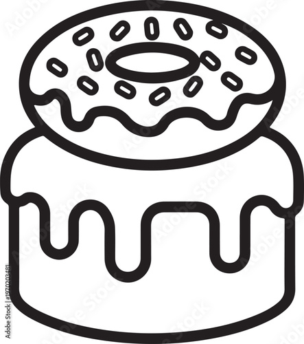 Stylized outline of two stacked donuts with sprinkles isolated on transparent background