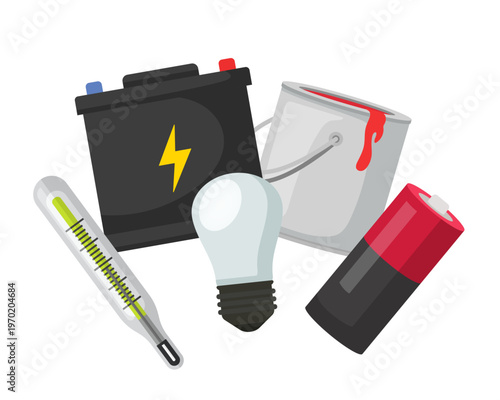 Hazardous waste. Vector flat cartoon illustration