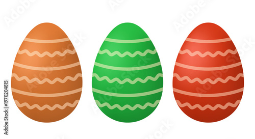 Easter eggs. Painted Easter eggs. Vector 3d illustration.