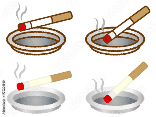 煙草と灰皿のイラスト素材セット2