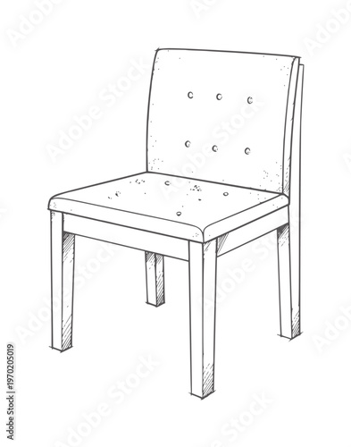 Hand drawn of a simple upholstered chair with button tufting tufted buttons furniture
