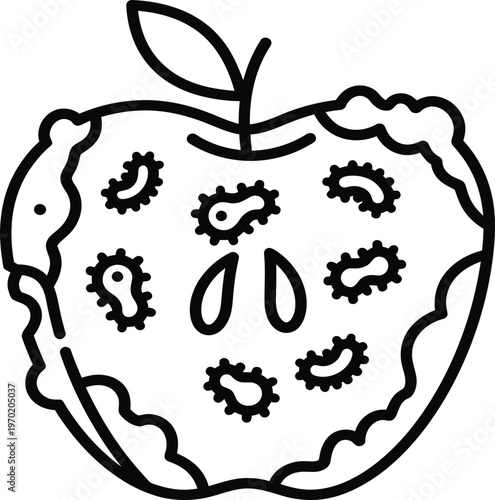 Rotting apple infested with bacteria germs a visual representation of decomposition