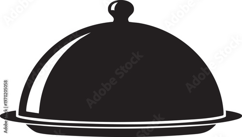Black cloche, food cover, serving dish, restaurant icon