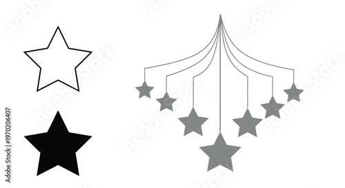 Abstract star mobile design with varying shades a striking silhouette