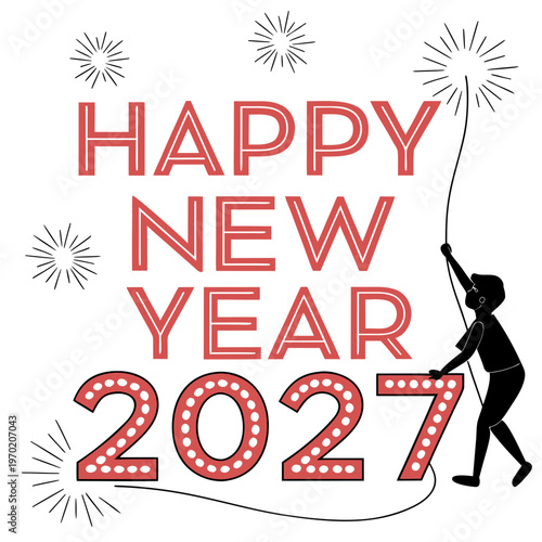 Happy New Year 2027 Sign white