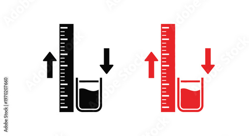 Measuring liquids with beakers and rulers a contrasting illustration silhouette