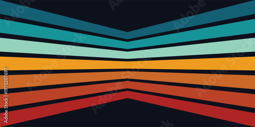 Retrofuturism poster design in trendy retro line style. Modern art poster retro vintage style 70s stripes background template lines shapes vector design