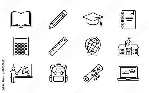Minimal Line Education Icons Set
