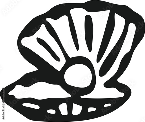 Hand Drawn Oyster with Pearl