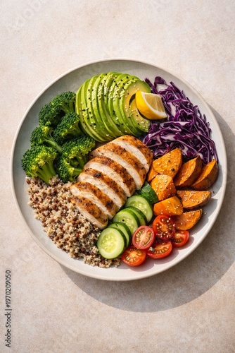 Wallpaper Mural Healthy Chicken and Vegetable Buddha Bowl with Quinoa and Avocado Torontodigital.ca