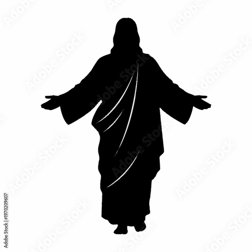 Silhouette of Jesus Christ with Open Arms.