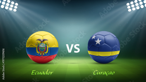 Ecuador vs Curacao soccer scoreboard broadcast template for soccer tournament 2026