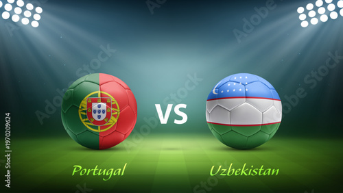 Portugal vs Uzbekistan soccer scoreboard broadcast template for soccer tournament 2026