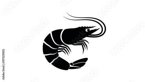 Black silhouette of a swimming shrimp