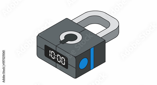 Isometric Digital Time Lock Padlock with Countdown Timer Display for Security and Access Control
