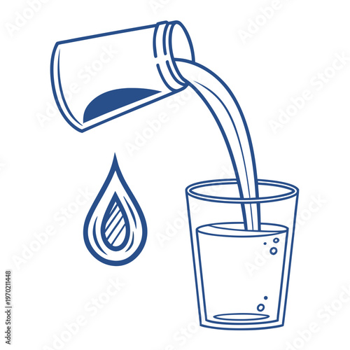 Pouring water into a glass liquid hydration